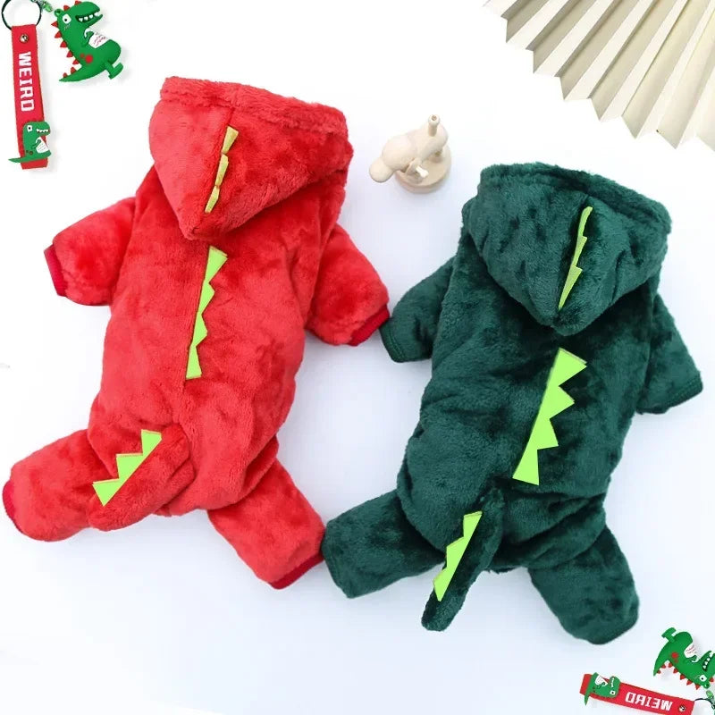 Wangmeow Dinosaur Fleece Dog Jumpsuit Warm Winter Pet Coat Jacket