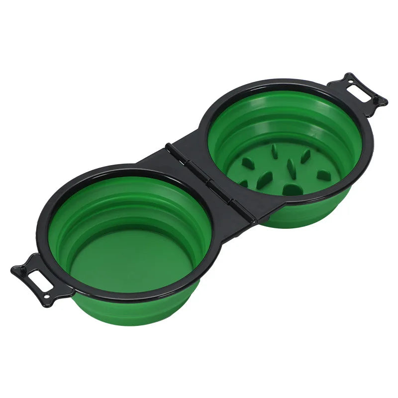 Zhuoji 2-in-1 Foldable Dual Pet Bowl For Dogs And Cats