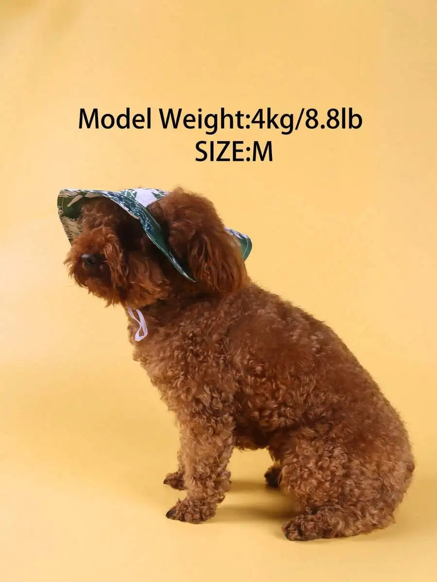 Polyester Sunflower Windproof Dog Hat With Ear Exposed Design