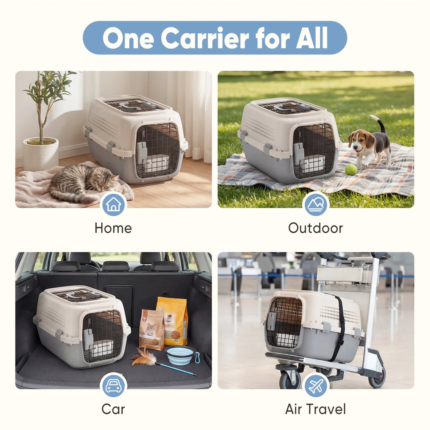 Front Top Load Pet Carrier With Wire Door And Latches
