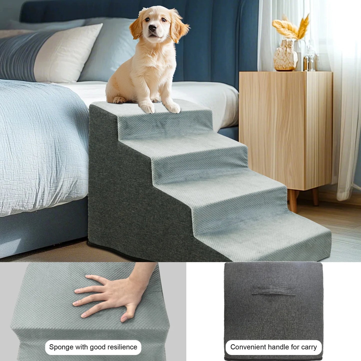 Dog Steps For Small Dogs Three Quarter Steps Stairs Ramp With Washable Cover