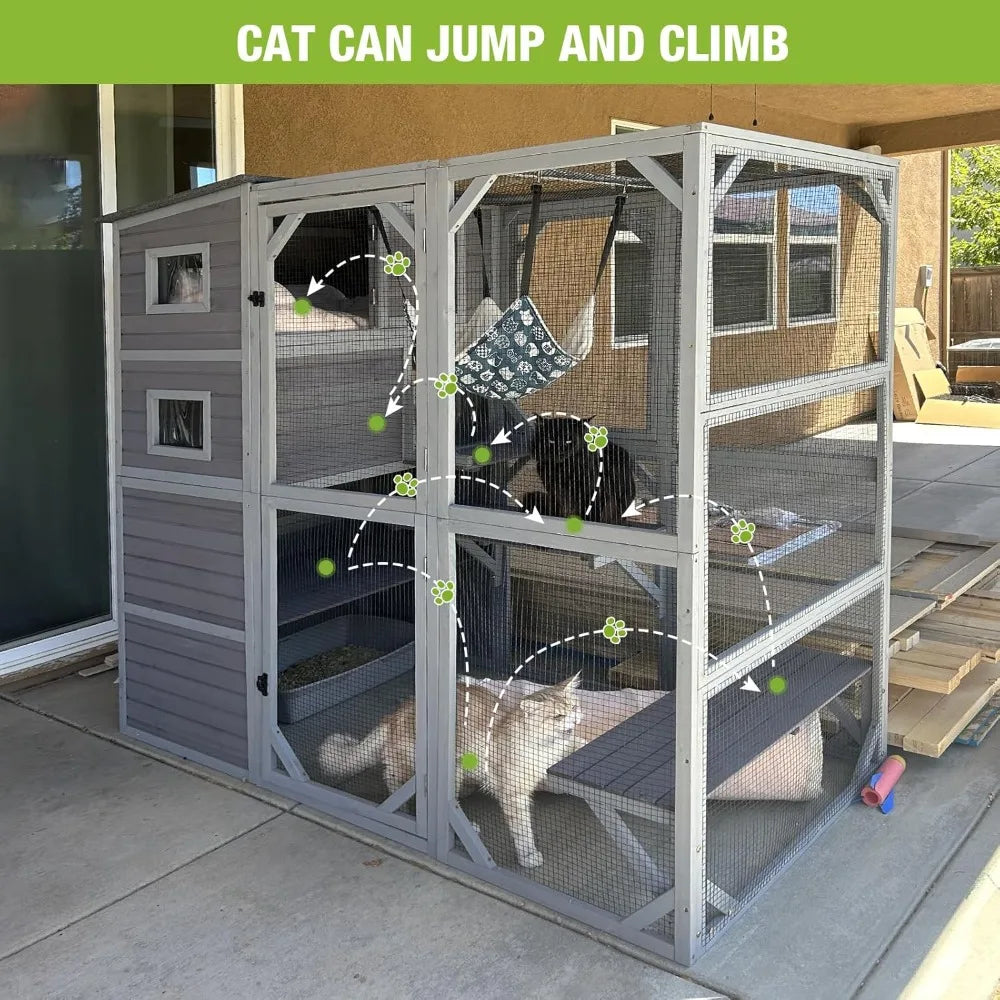 Outdoor Cat Enclosure With Window Weatherproof Cage