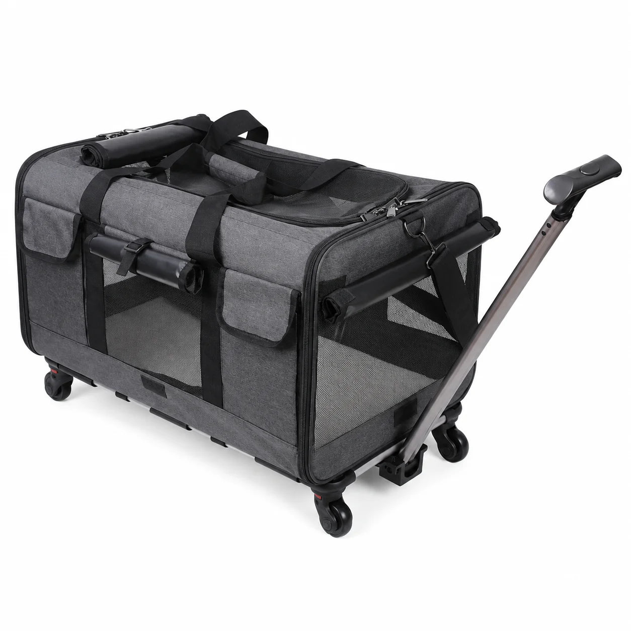XMSJ Cat And Dog Carrier With Wheels For Travel Detachable Rolling Bag