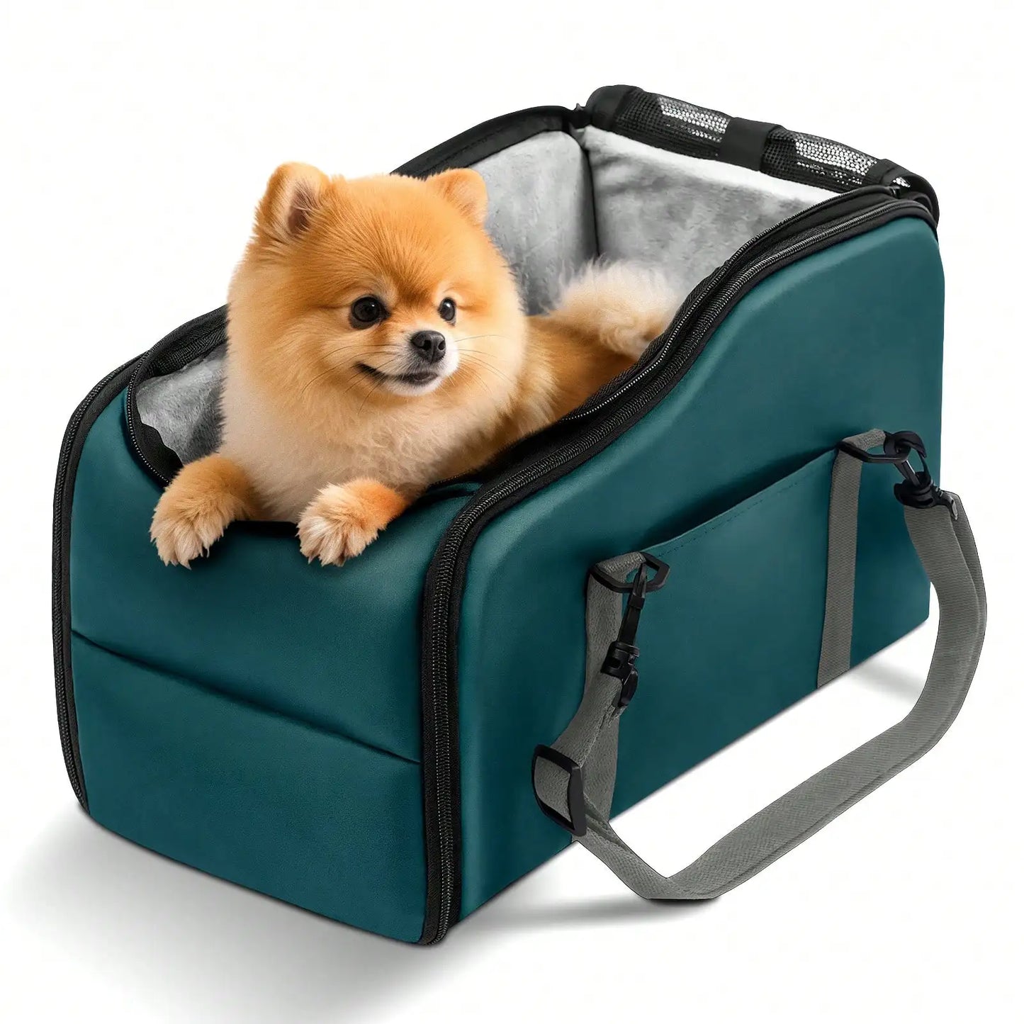 Center Console Pet Car Seat Carrier With Removable Washable Plush Liner