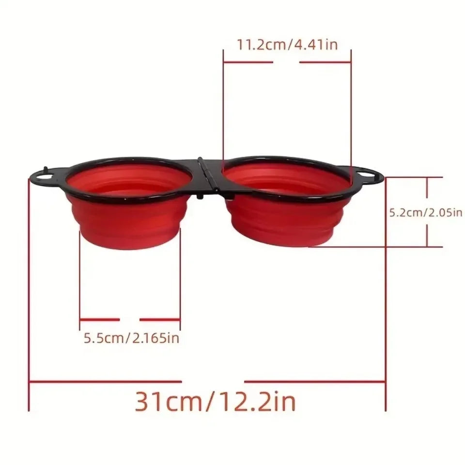 Zhuoji 2-in-1 Foldable Dual Pet Bowl For Dogs And Cats