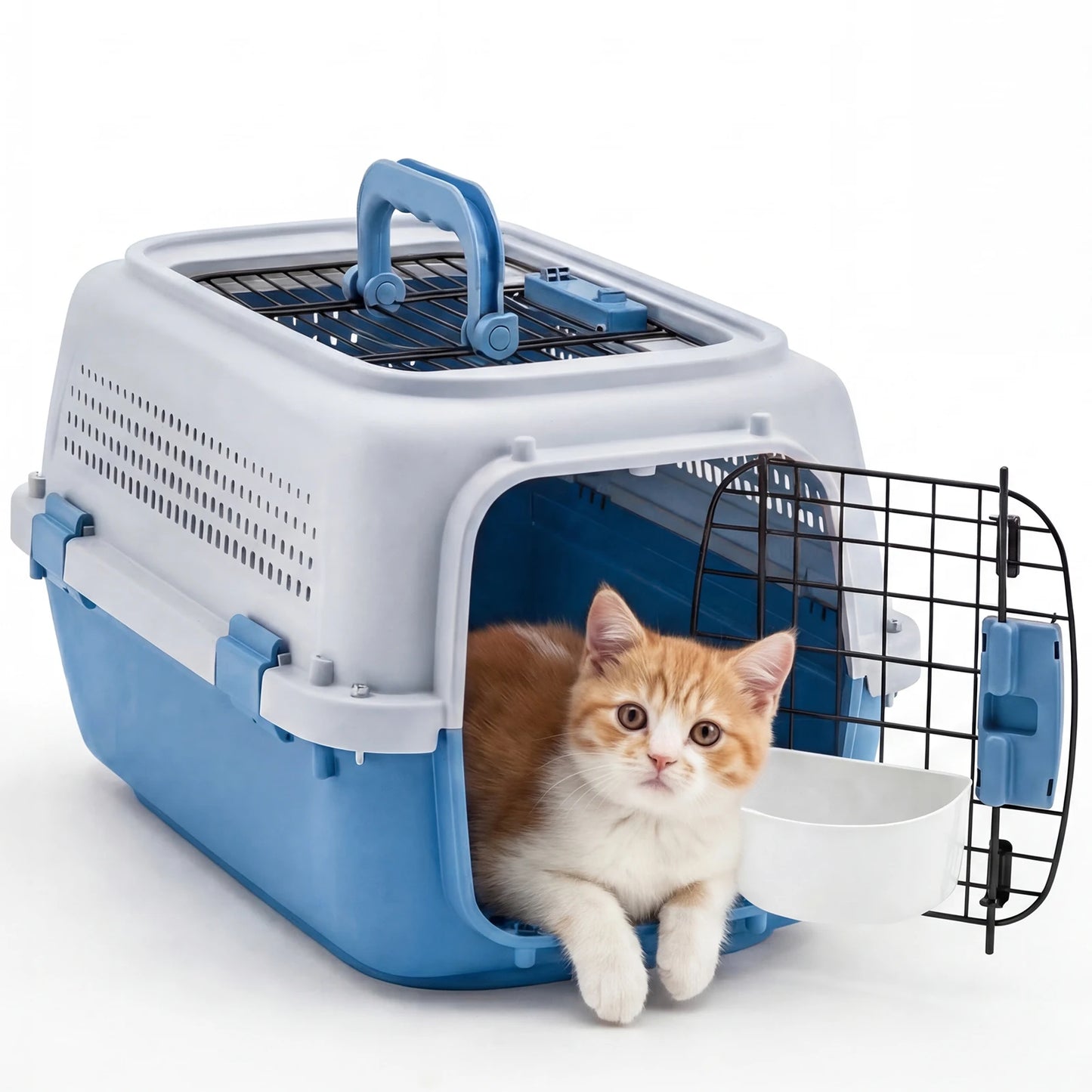 Front Top Load Pet Carrier With Wire Door And Latches
