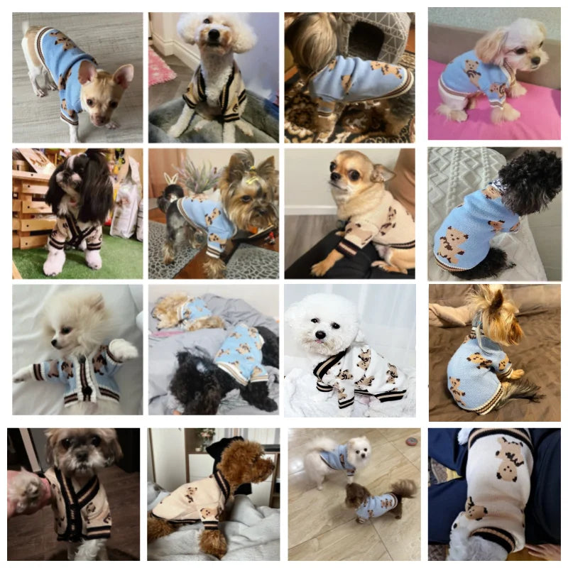 Doggyzstyle Striped Cotton Cardigan Sweater For Dogs And Cats