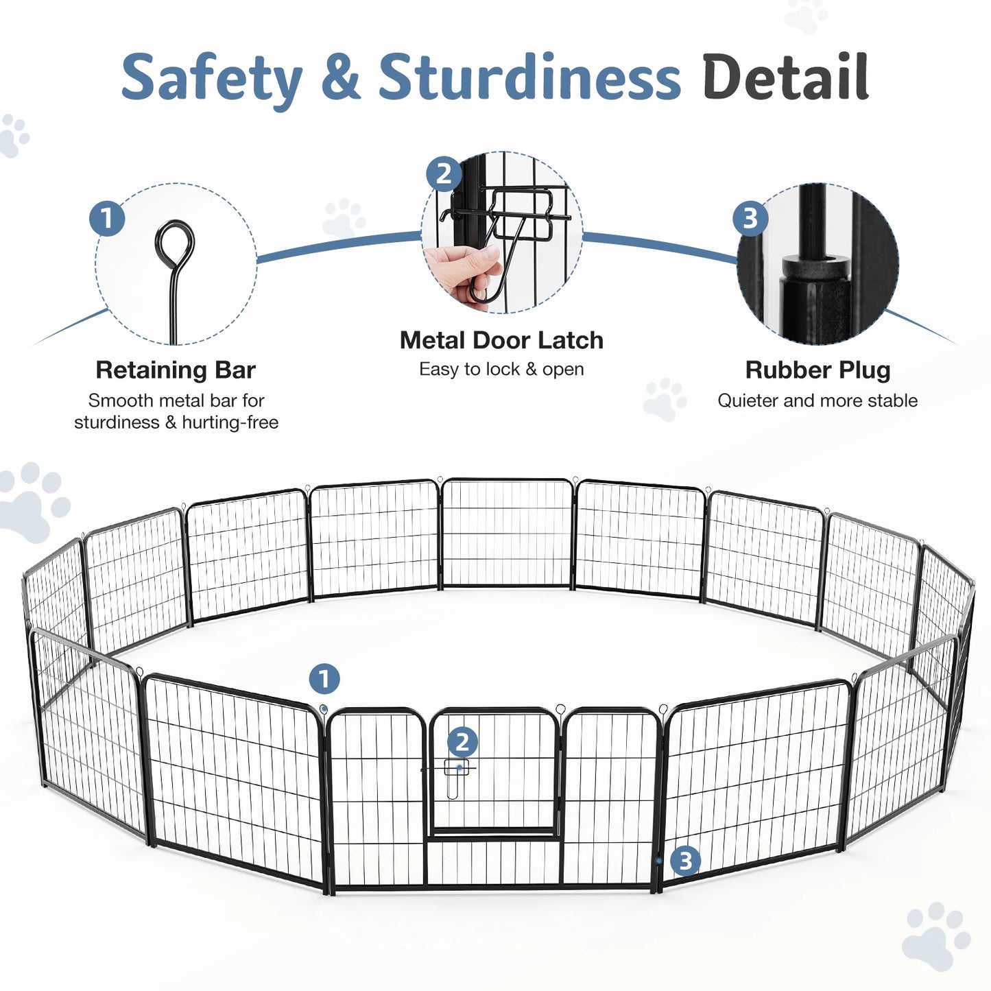 JHK 16-Panel Foldable Dog Playpen For Indoor Outdoor Use