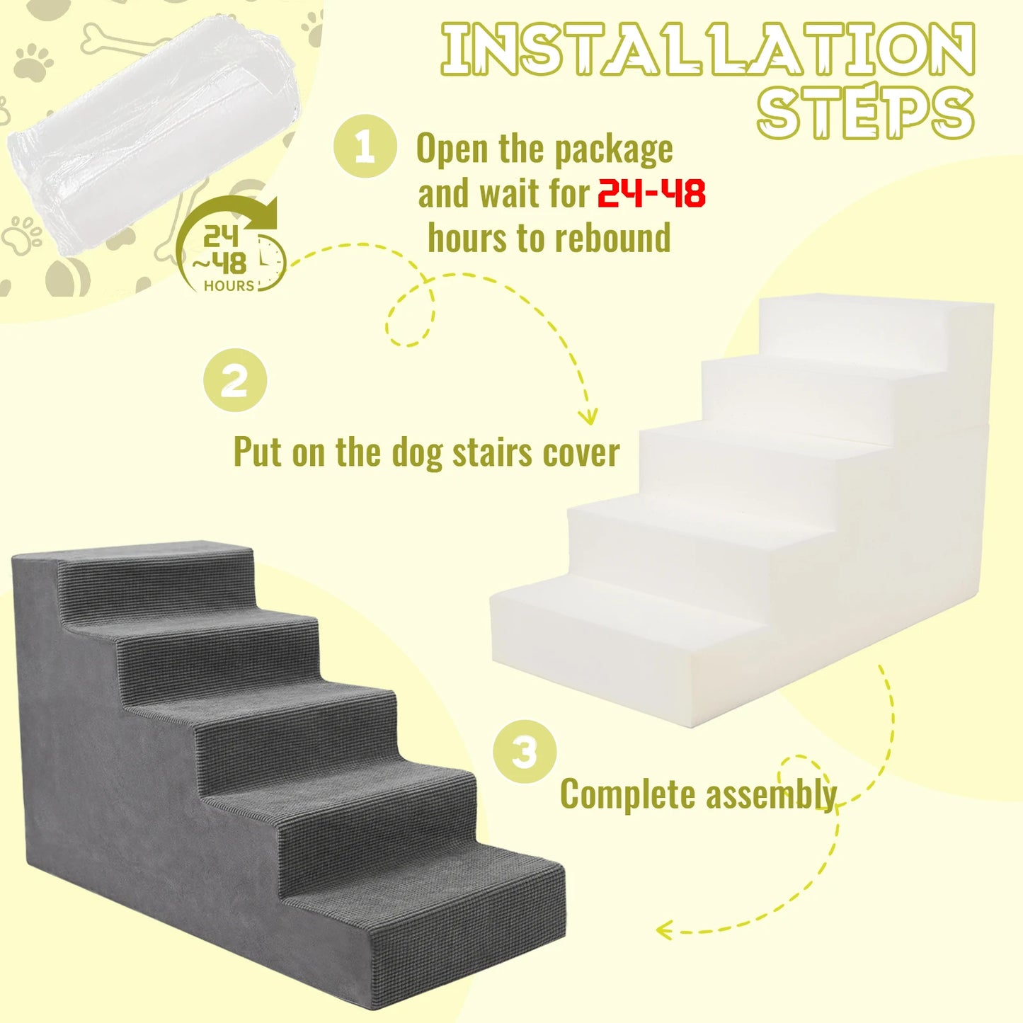 Niubya Pet Stairs 4-Tier Non-Slip Foam Steps For Small Dogs