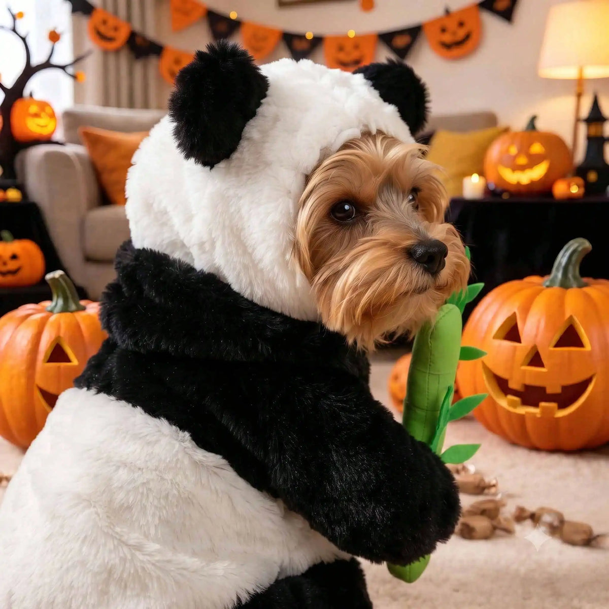Cute Halloween Panda Dog Costume Set With Head Mask