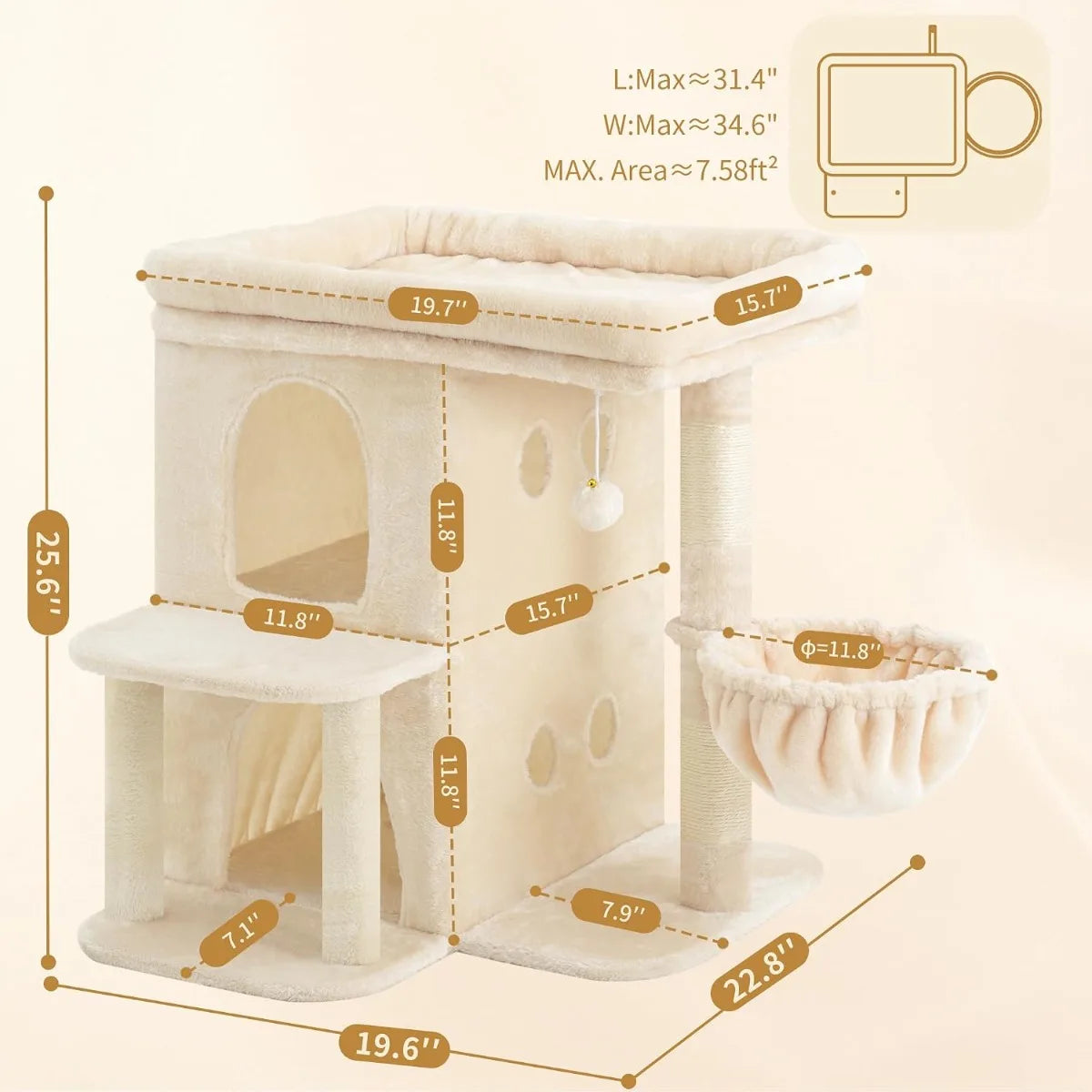 NBVCX Cat Tree With Dual Condos Sisal Posts And Perch