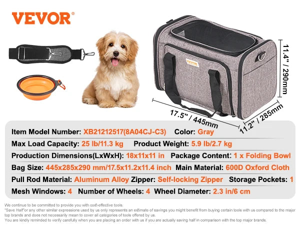 Pet Carrier Backpack With Telescopic Handle And Wheels