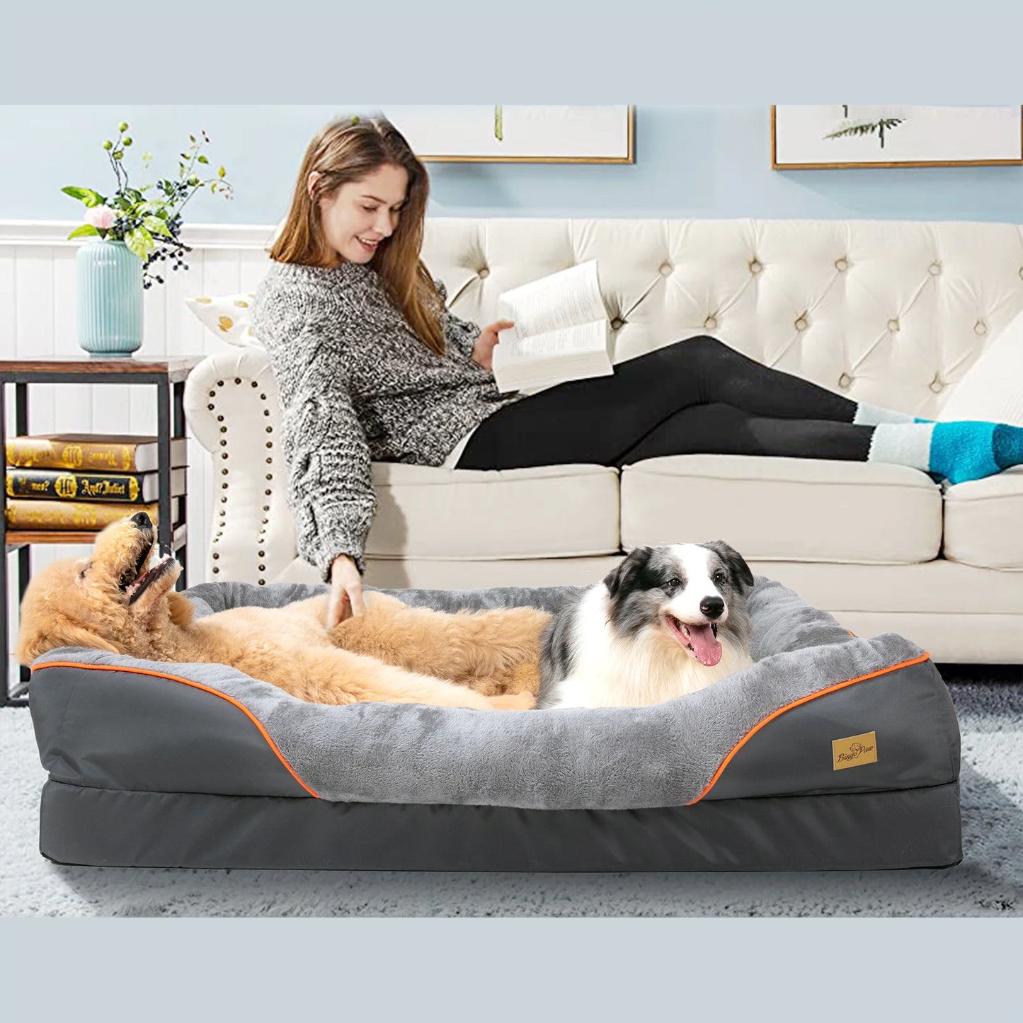 BINGOPAW Dog Bed With Waterproof Anti Allergy Removable Washable Cover