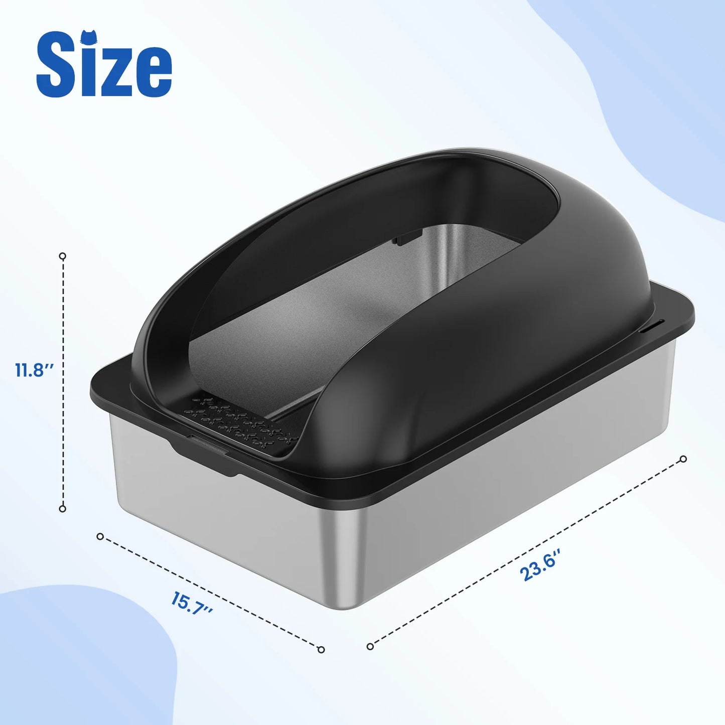 JHK Stainless Steel Cat Litter Box With Lid And Scoop