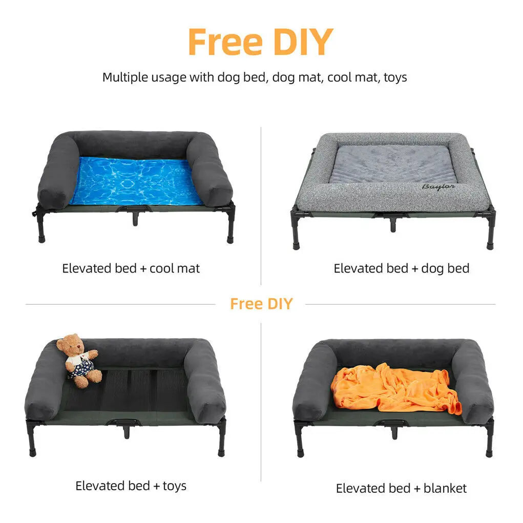 Bingopaw Elevated Pet Lounger Bed With Breathable Cooling Design
