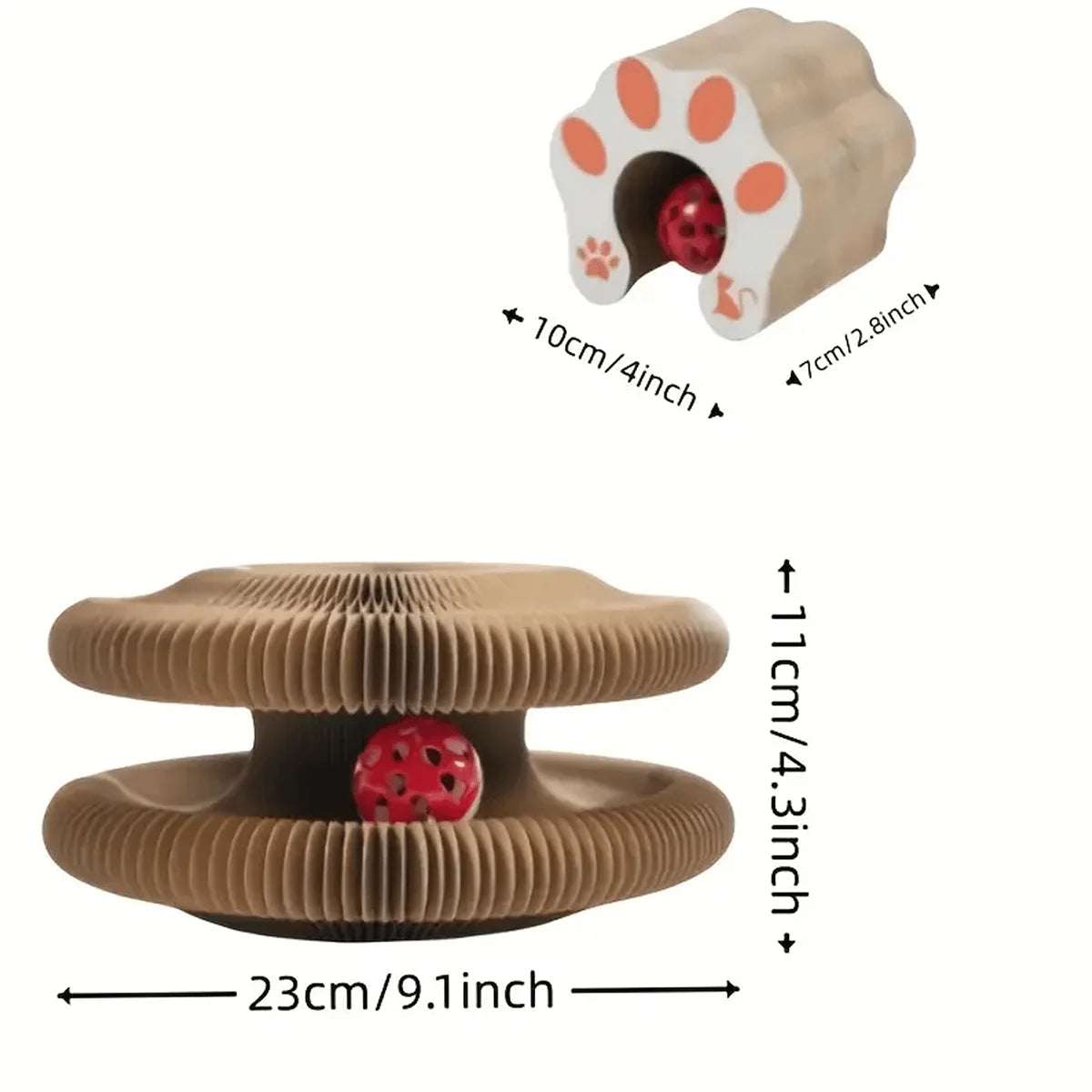 Foldable Corrugated Cat Scratcher And Ball Track Toy