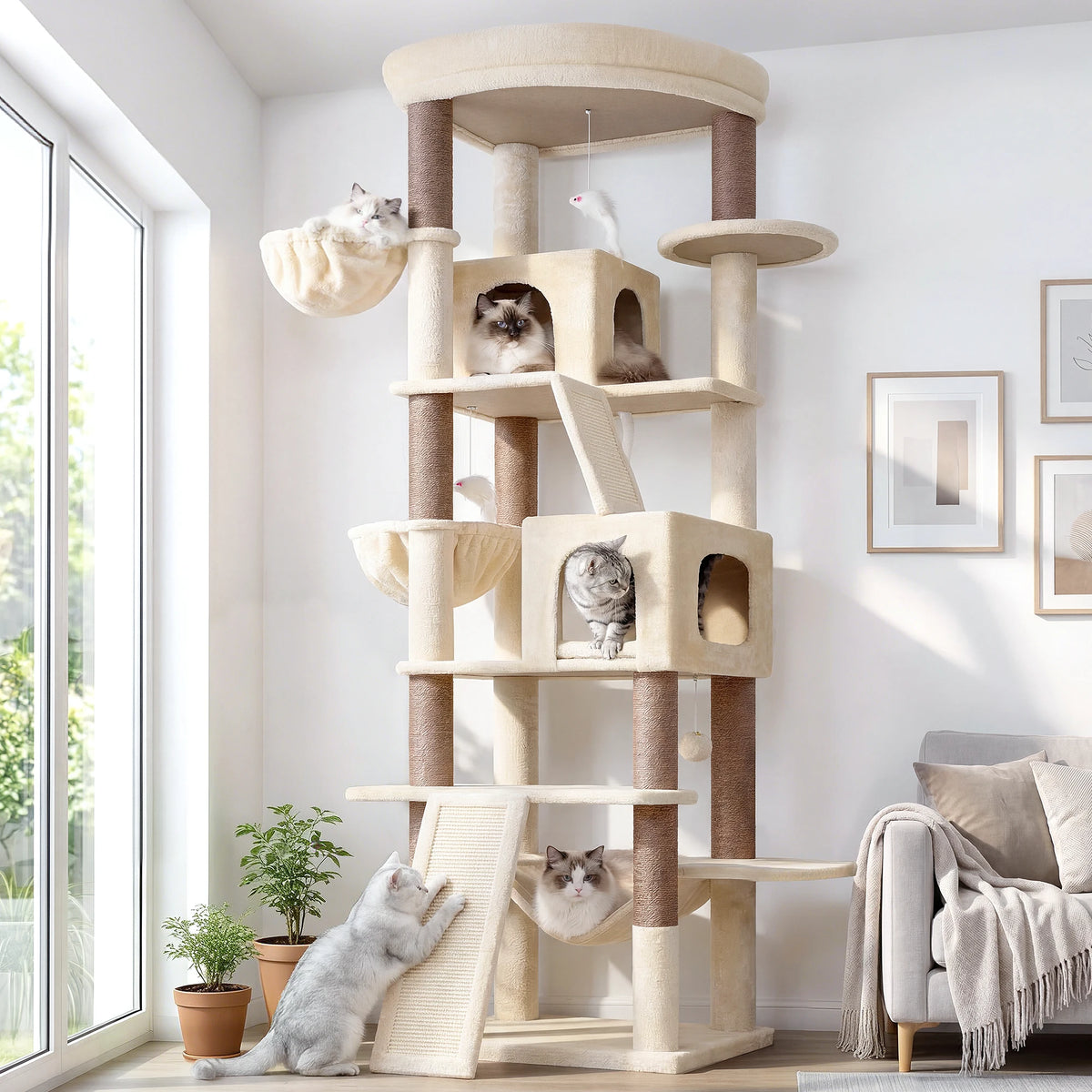 GLOBLAZER Multilevel Cat Tree With Condos And Hammocks