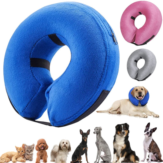 Inflatable Postoperative Pet Recovery Collar for Dogs and Cats