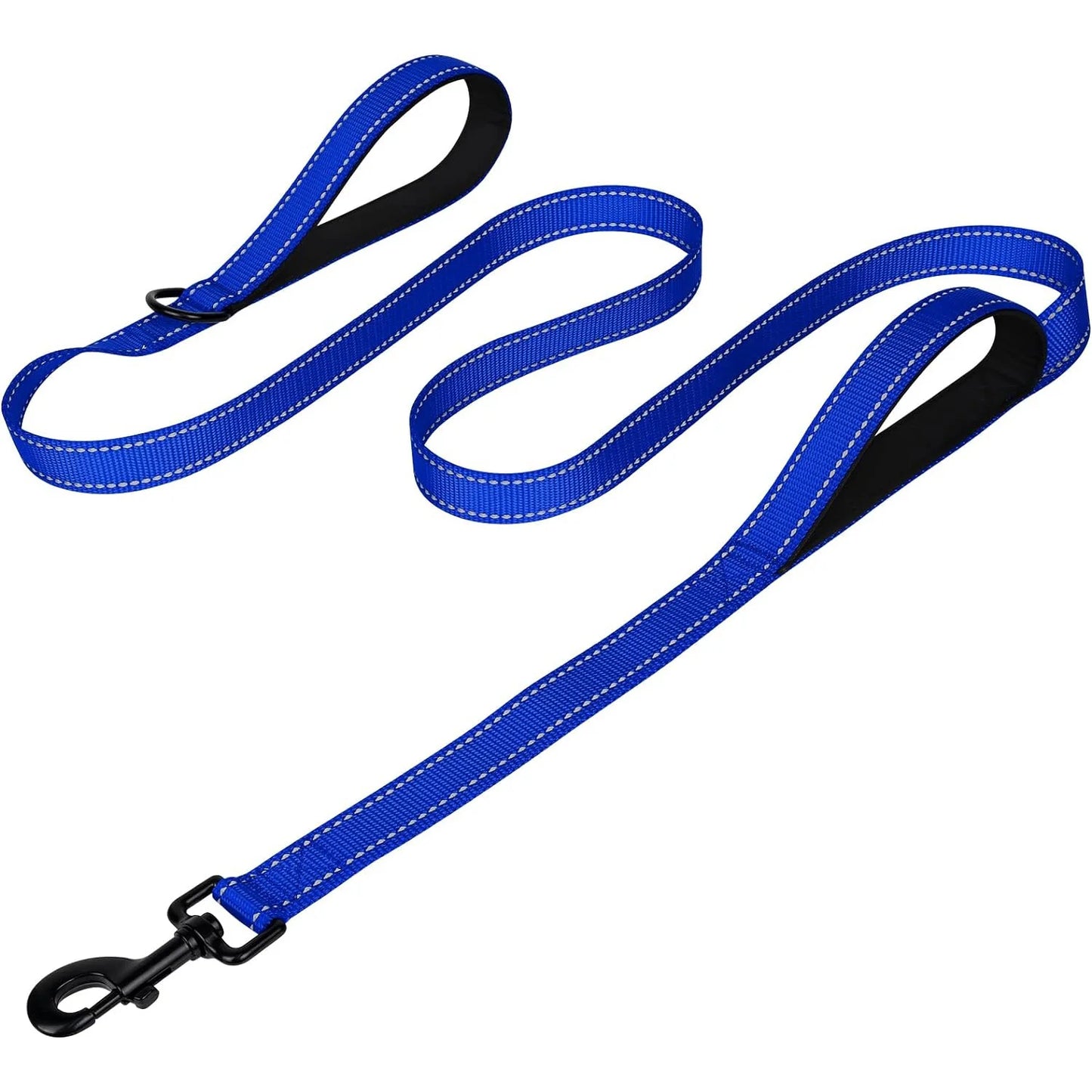 Heavy Duty Double Handle Dog Leash With Reflective Strips