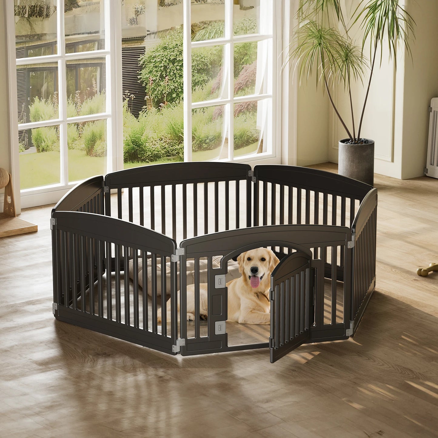 JHK Plastic Dog Playpen Expandable Pet Fence Foldable Indoor Outdoor