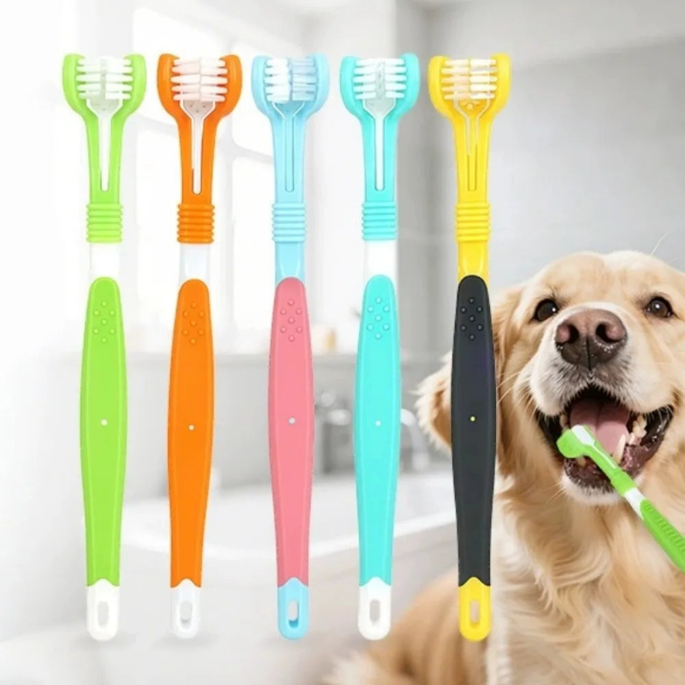 3-Sided Plastic Toothbrush For Dog And Cat Dental Cleaning