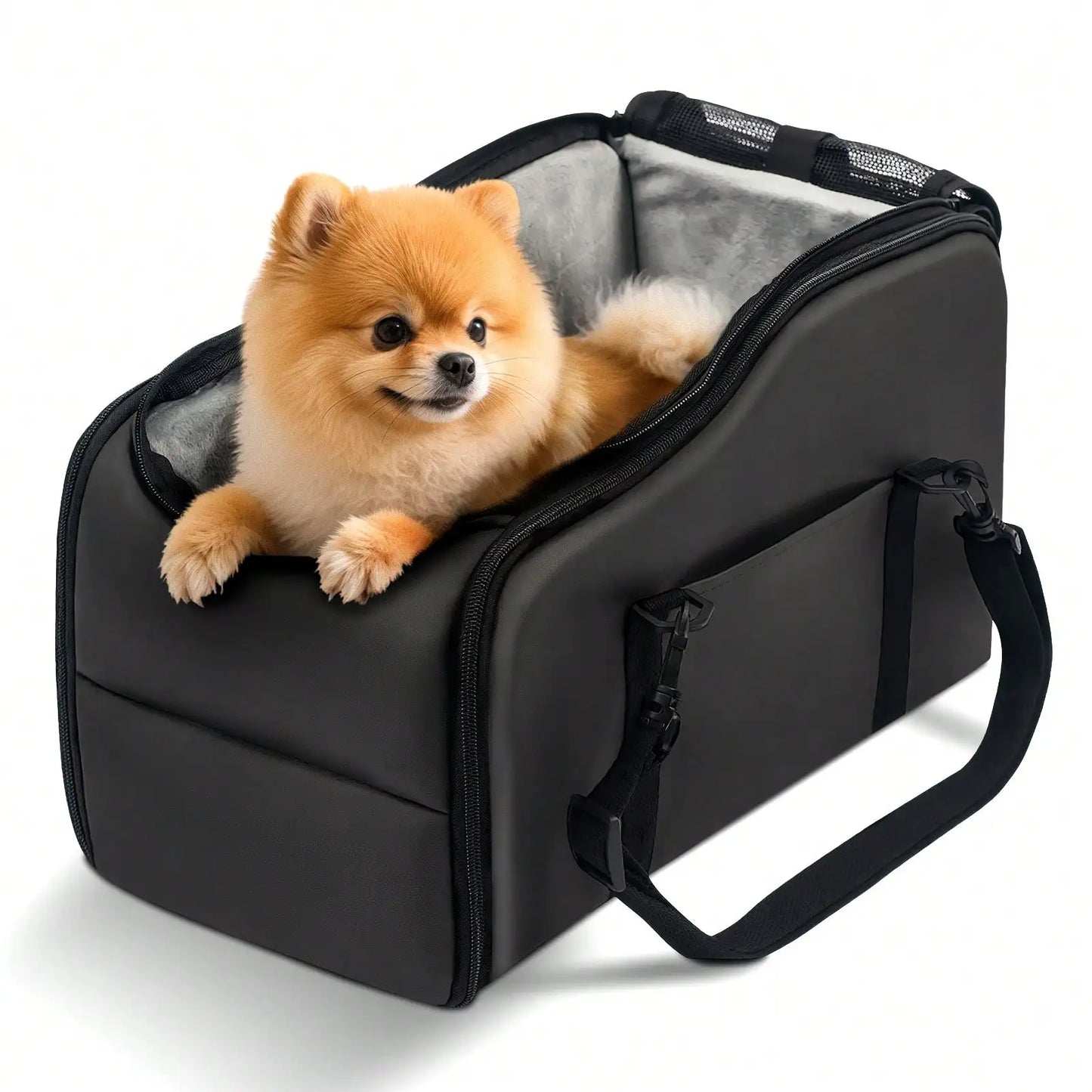 Center Console Pet Car Seat Carrier With Removable Washable Plush Liner