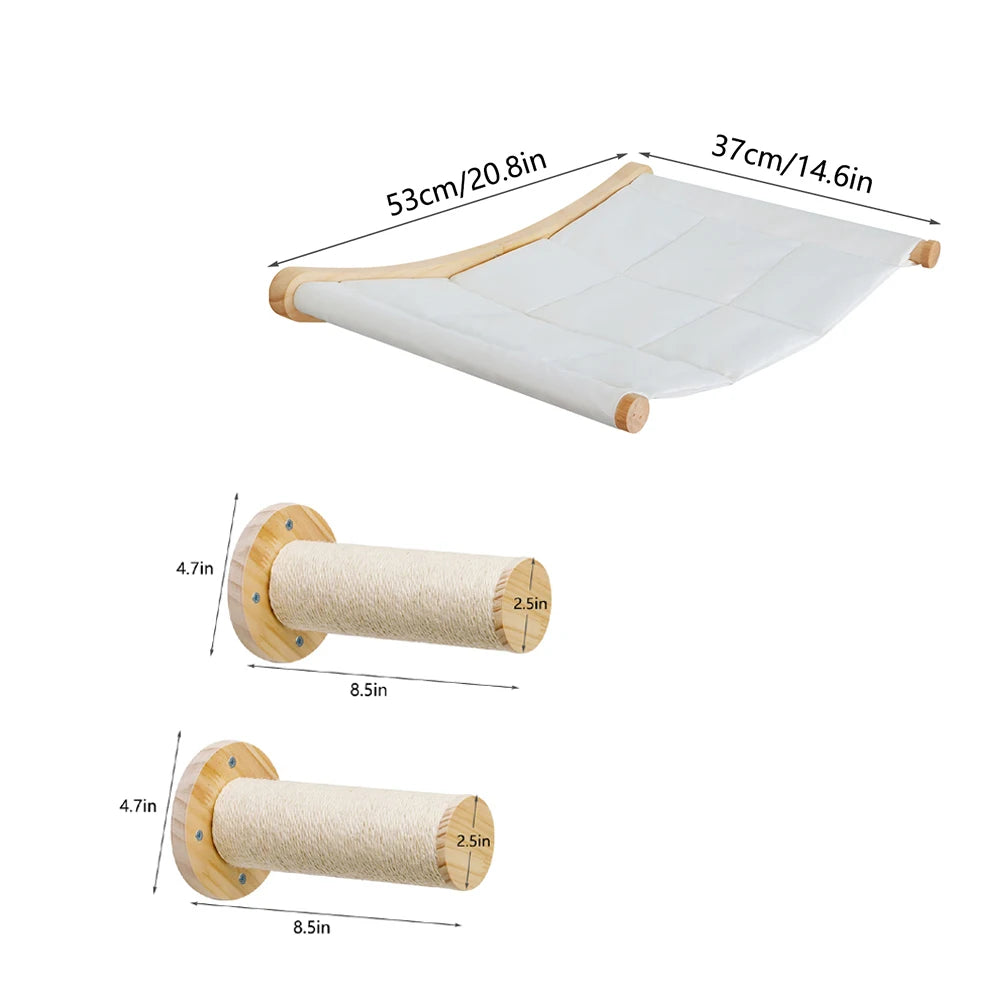 CWV Wall Mounted Cat Hammock With Sisal Scratching Perch