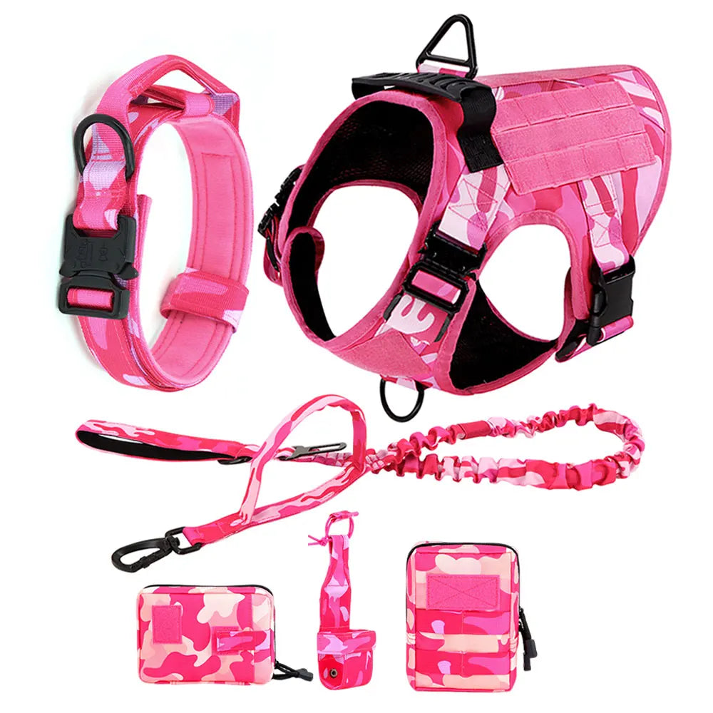 Military Camouflage Dog Harness Vest With Leash For Training
