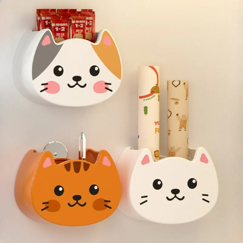 Cute Cartoon Cat Magnet Storage Box For Desk Organization