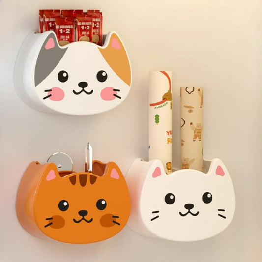 Cute Cartoon Cat Magnet Storage Box For Desk Organization
