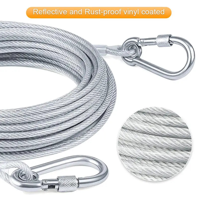 Double Headed Dog Tie Out Cable Leash With Stainless Buckle