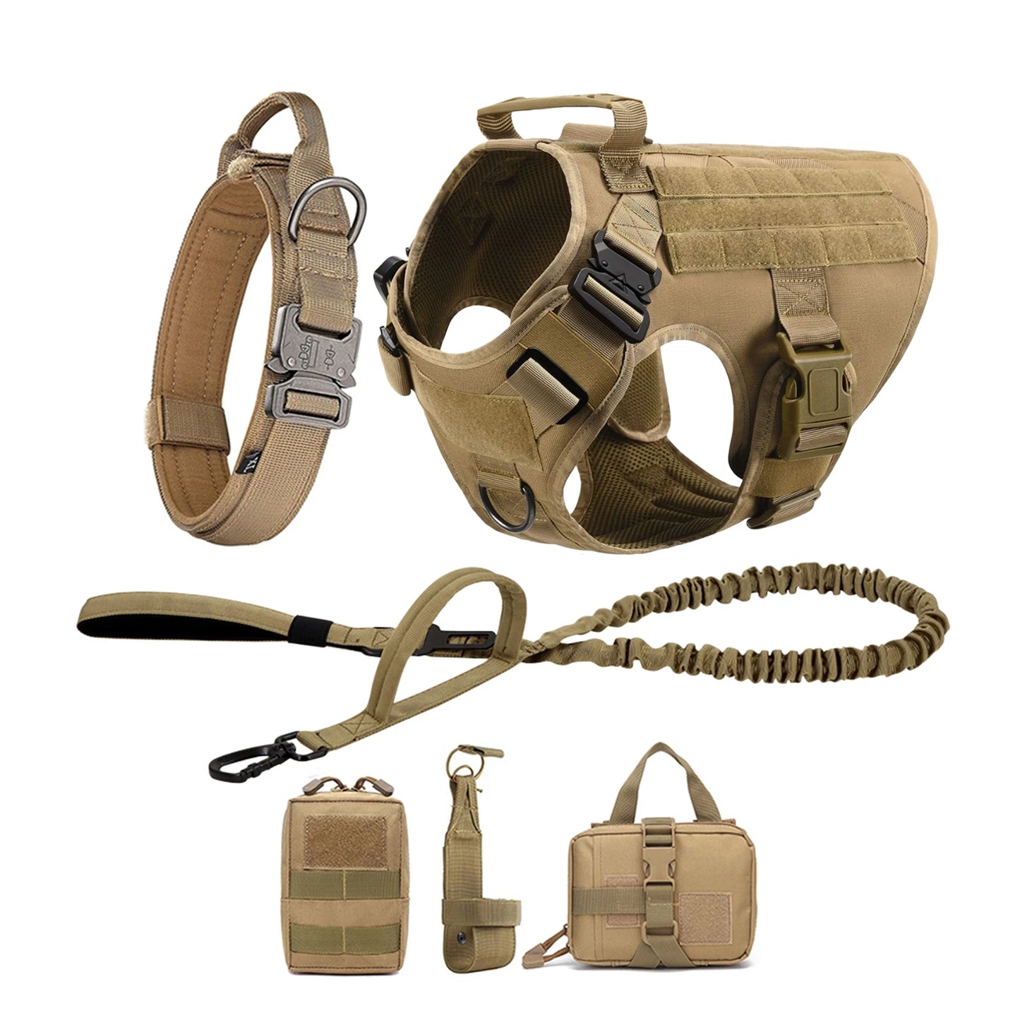Tactical Dog Harness With Molle Pouches For Medium And Large