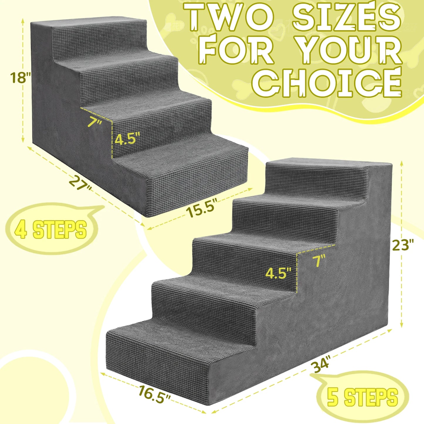 Niubya Pet Stairs 4-Tier Non-Slip Foam Steps For Small Dogs