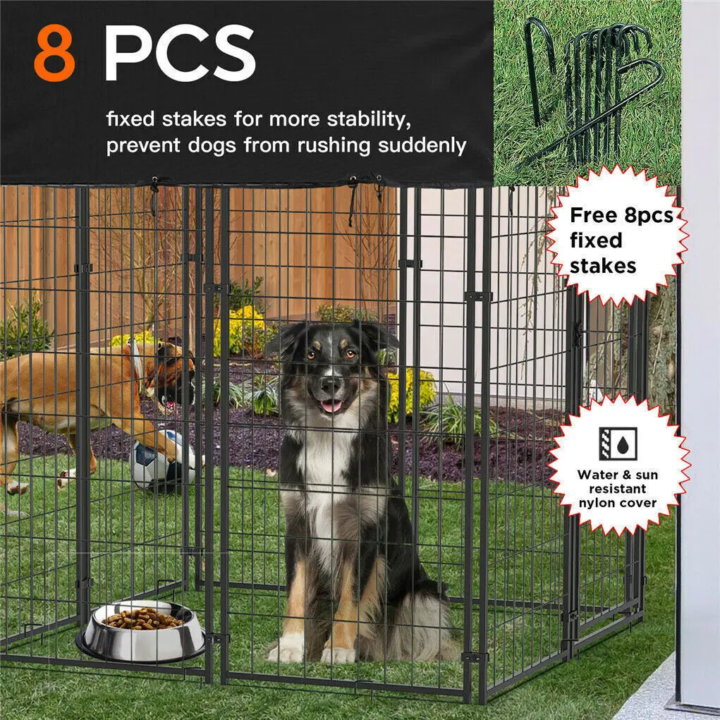 Dog Cage Outdoor Pet Run Enclosure With Roof Playpen