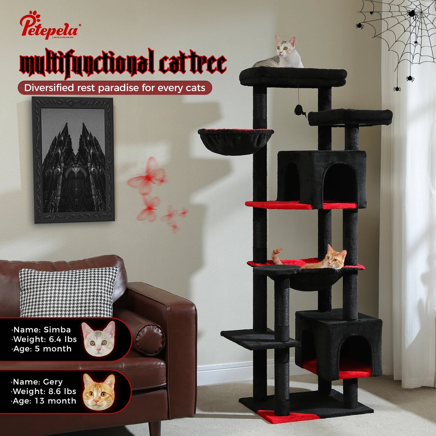 PAWZ Road Cat Tree Tower With Hammock Scratching Posts