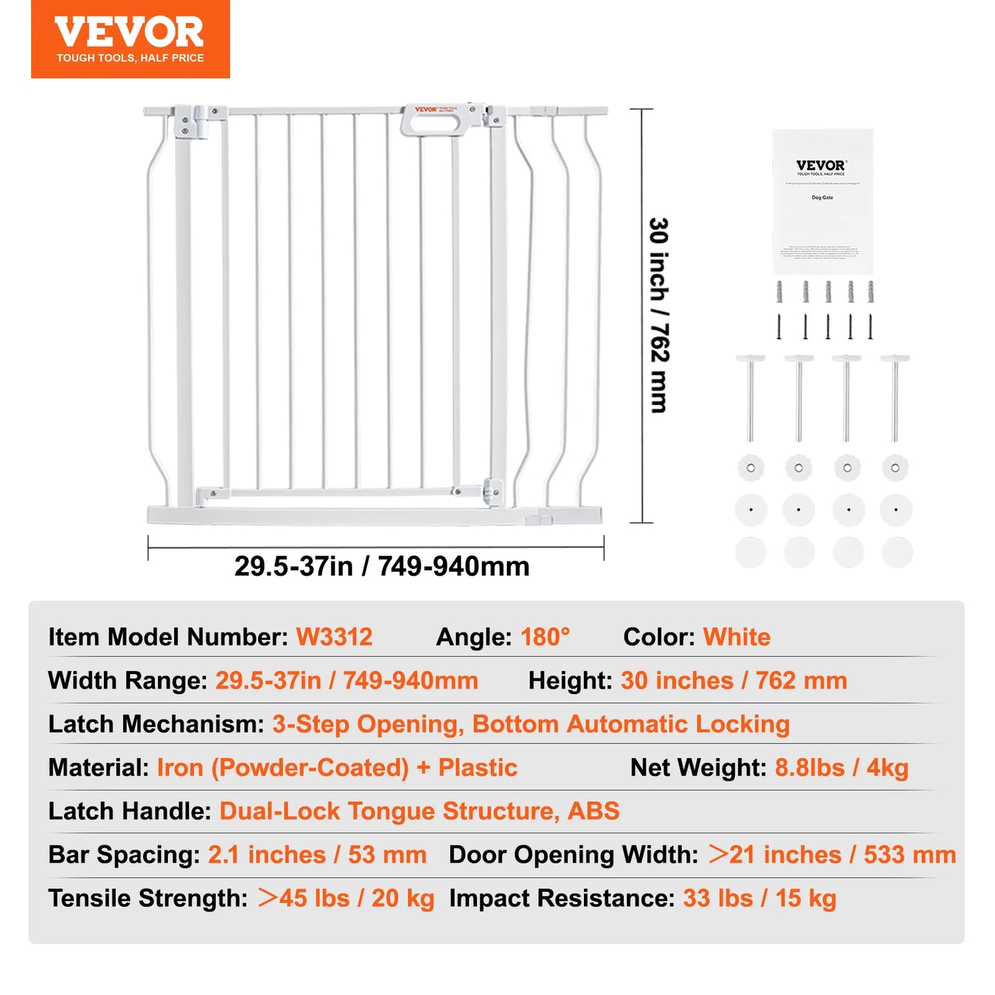 SucceBuy Pressure Mount Baby Gate With Easy Step Walk Thru