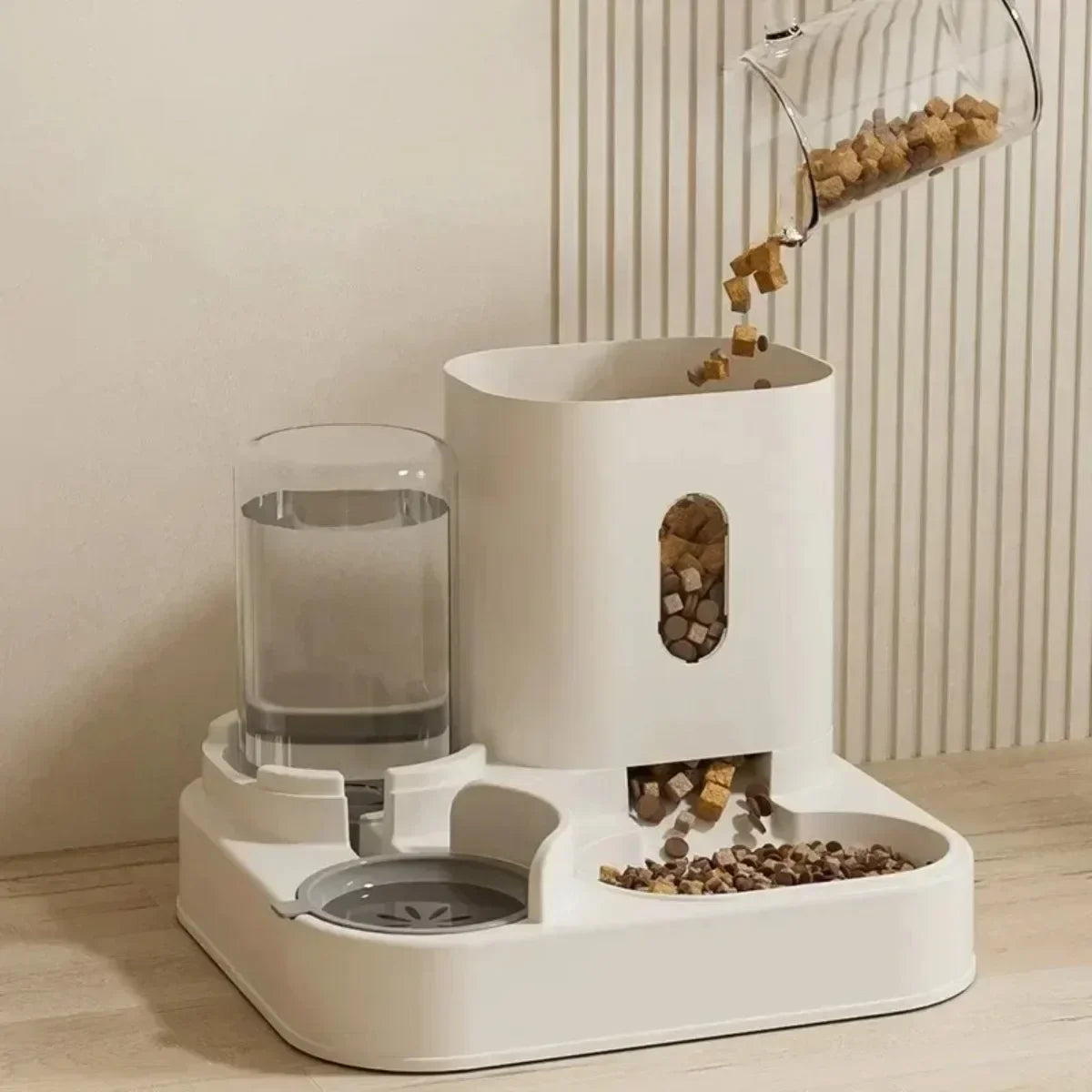 Automatic Dog Cat Feeder With Water Fountain And Ample Capacity
