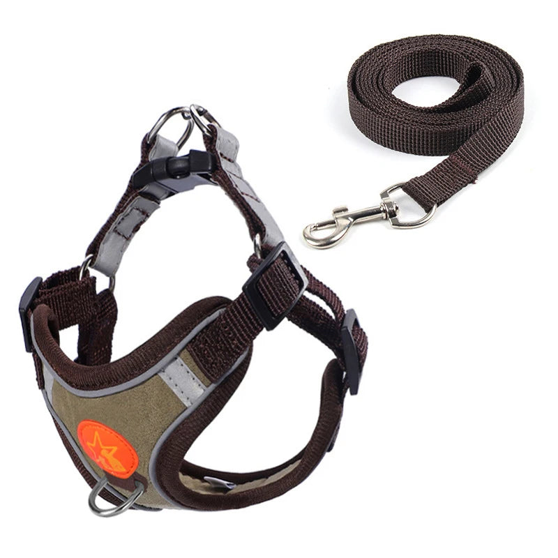 Reflective Mesh Dog Harness Vest With Traction Rope