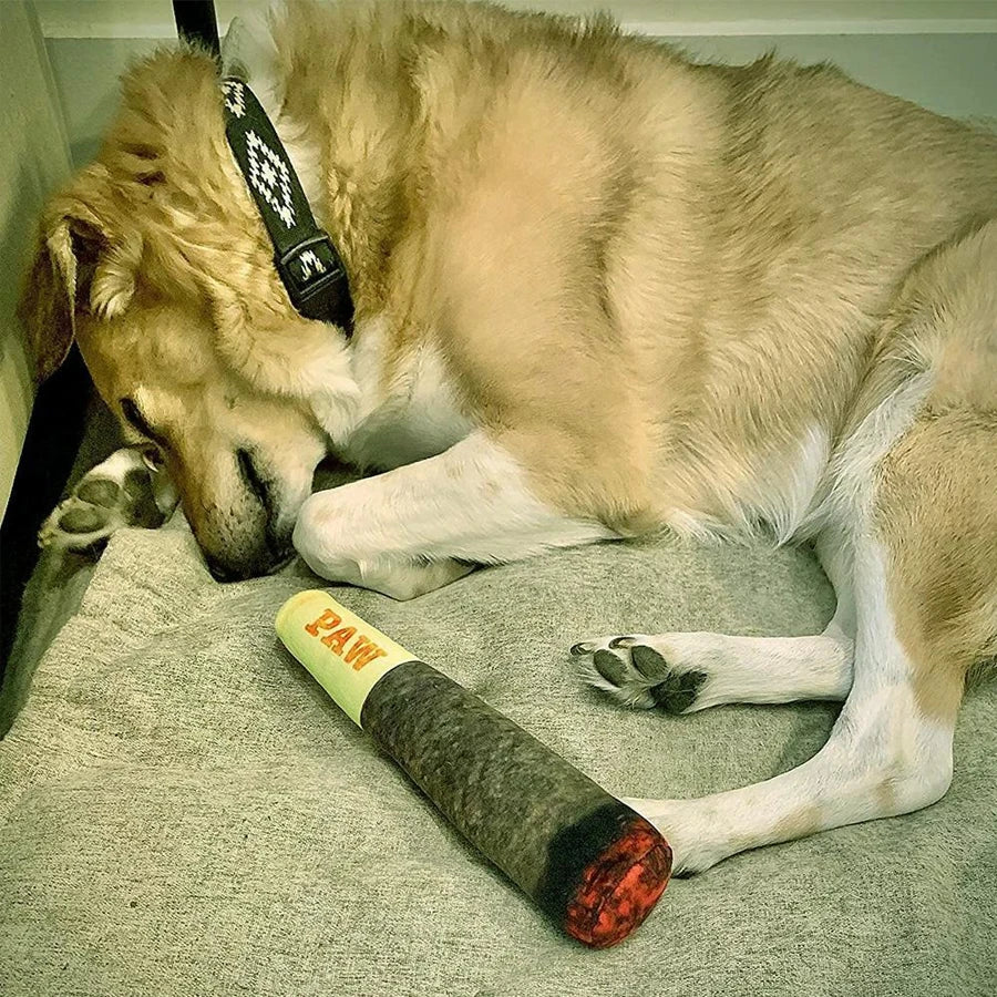 Funny Interactive Dog Toy Plush Squeaky Cigar Design Chew Toy
