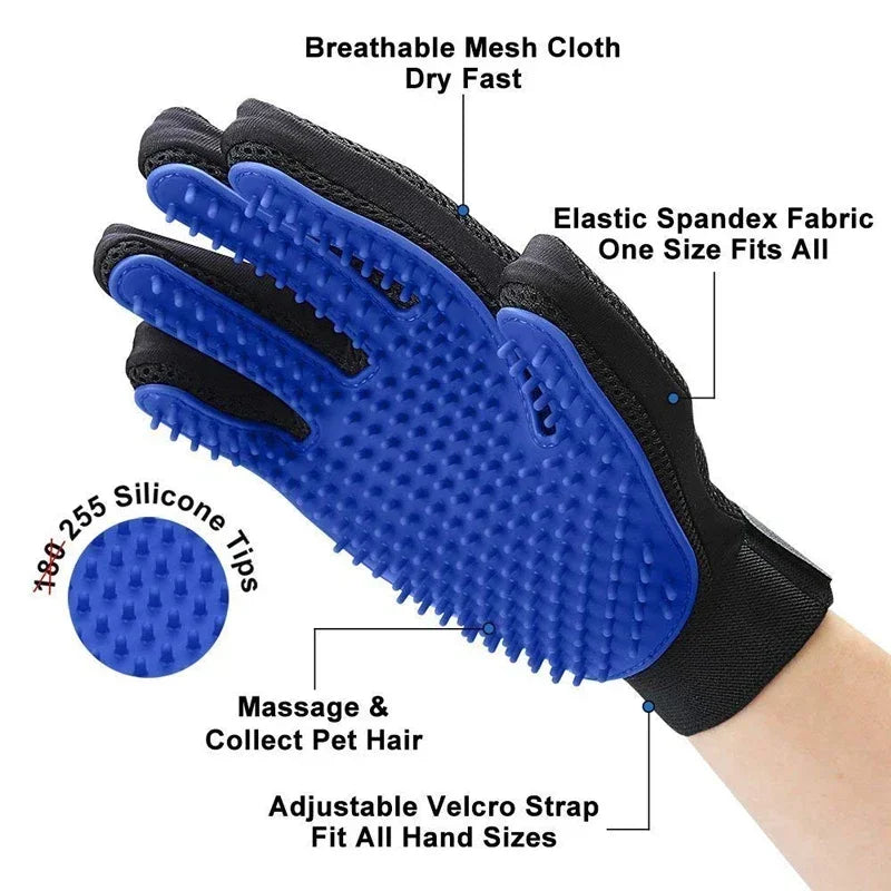 Silicone Pet Grooming Gloves For Cats And Dogs Hair Removal