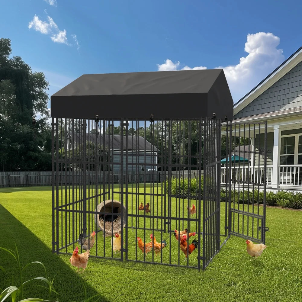 Borwart Heavy Duty Metal Dog Kennel With Roof Enclosure