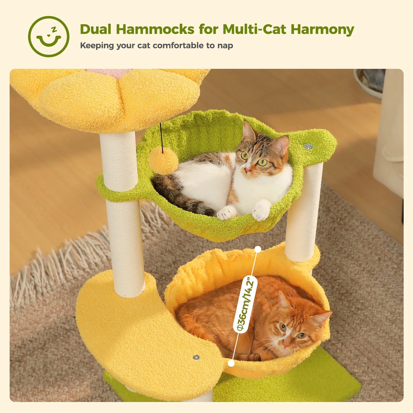 PAWZ Road Flower Cat Tree With Hammocks And Scratching Posts