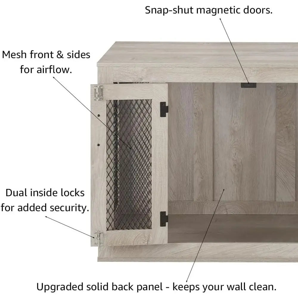 Furniture Style Dog Crate With Cushion And Tray For Pets
