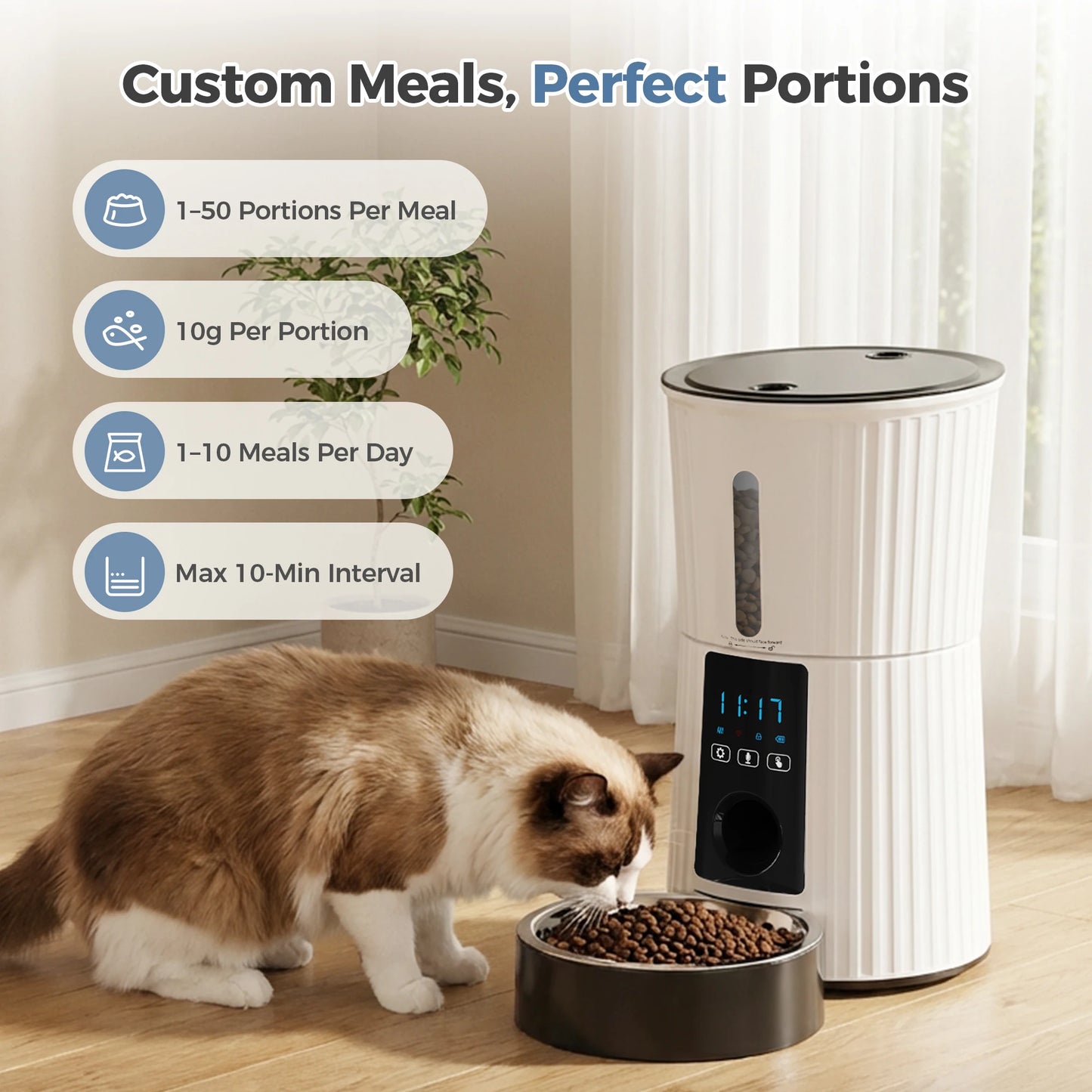 JHK 4L WiFi Automatic Cat Feeder With App Control Programmable