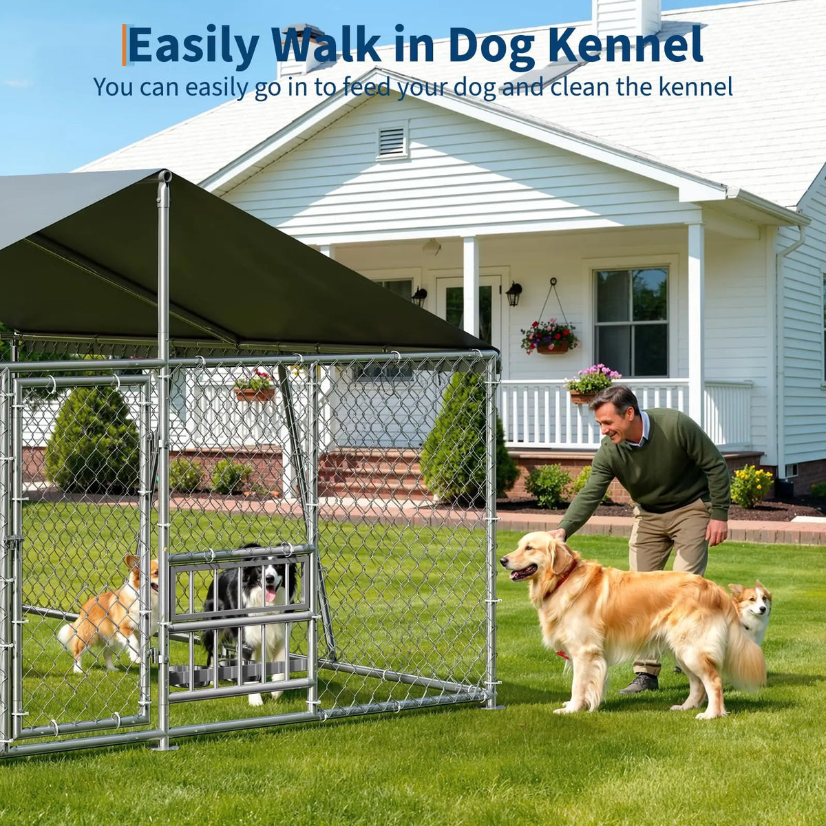 DishyKooker Heavy Duty Galvanized Outdoor Dog Kennel With Secure Locking Door