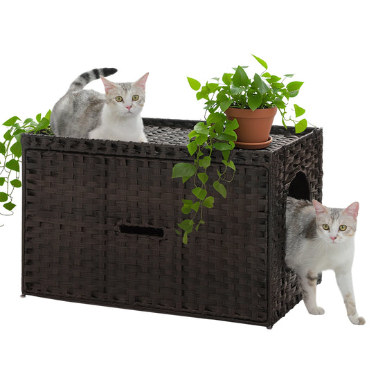 PAWZ Road Rattan Cat Litter Box Enclosure With Door