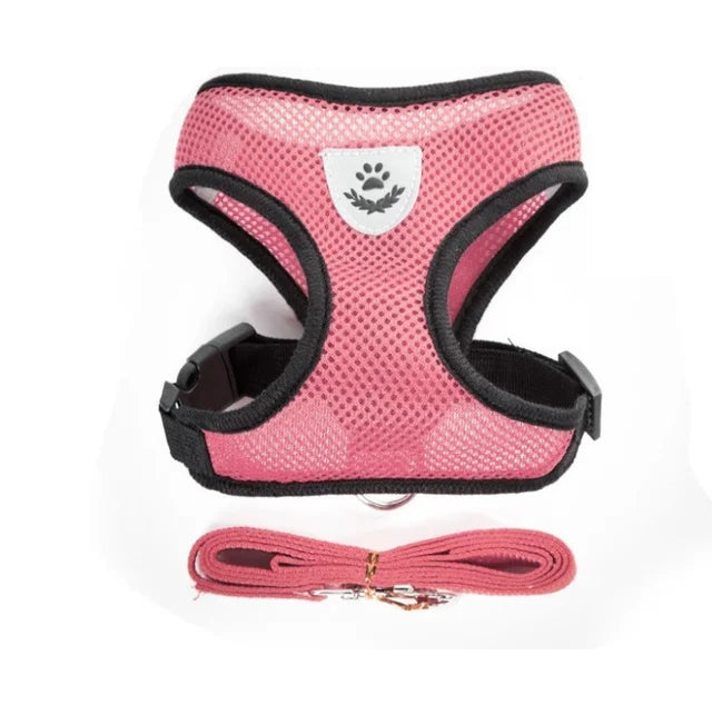Adjustable Mesh Pet Harness With Leash Reflective For Small Dogs