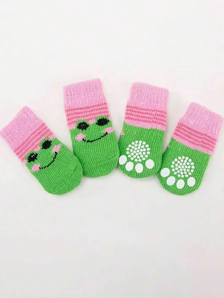 Cartoon Smiling Pet Socks Non Slip For Dogs And Cats