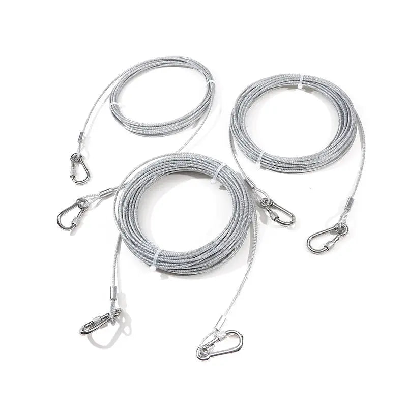 Double Headed Dog Tie Out Cable Leash With Stainless Buckle
