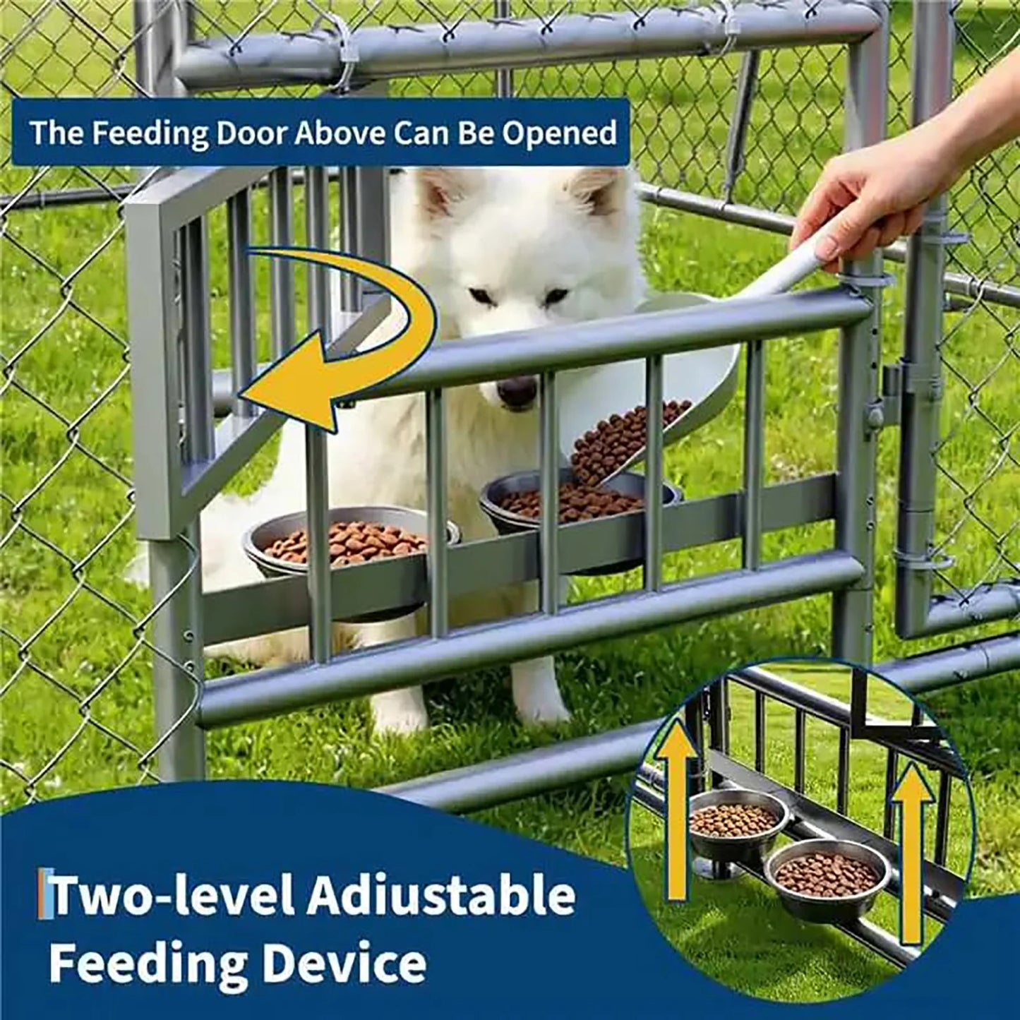 DishyKooker Heavy Duty Galvanized Outdoor Dog Kennel With Secure Locking Door